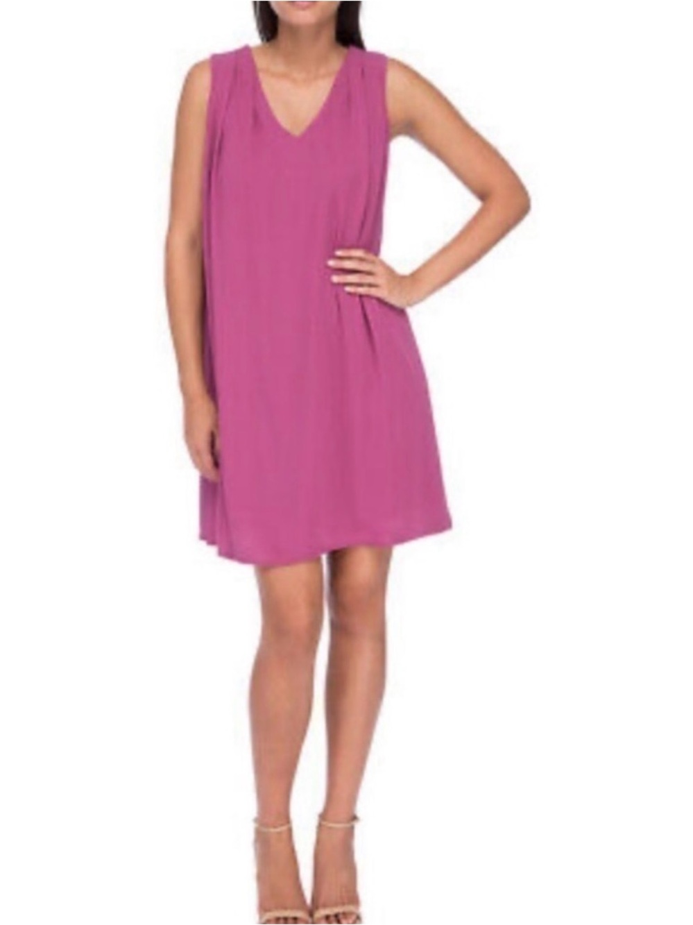Bobeau Sleeveless V-Neck Mini Dress in Magenta Haze
